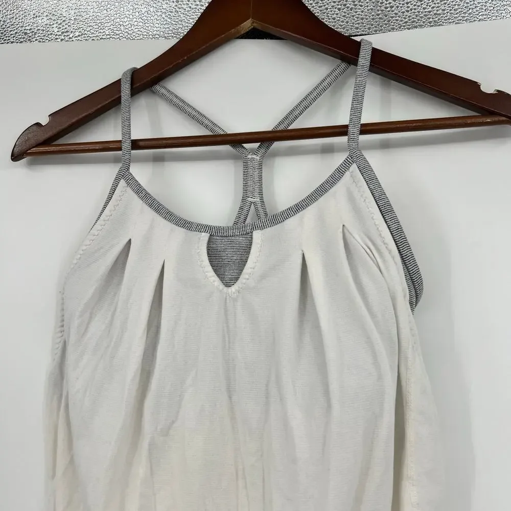 Lululemon No Limits Tank White / Wee Stripe White Fossil top racerback size 4